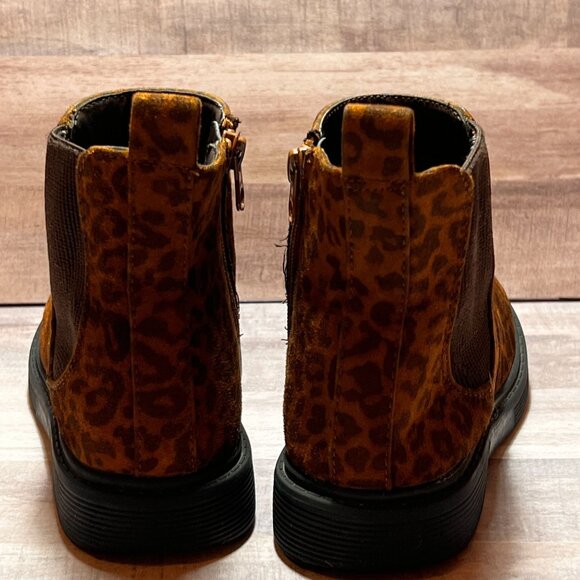 Cat & Jack Girls Brown Leopard Printed Ankle Boots Size 2 Side Zip Closure - Picture 8 of 14